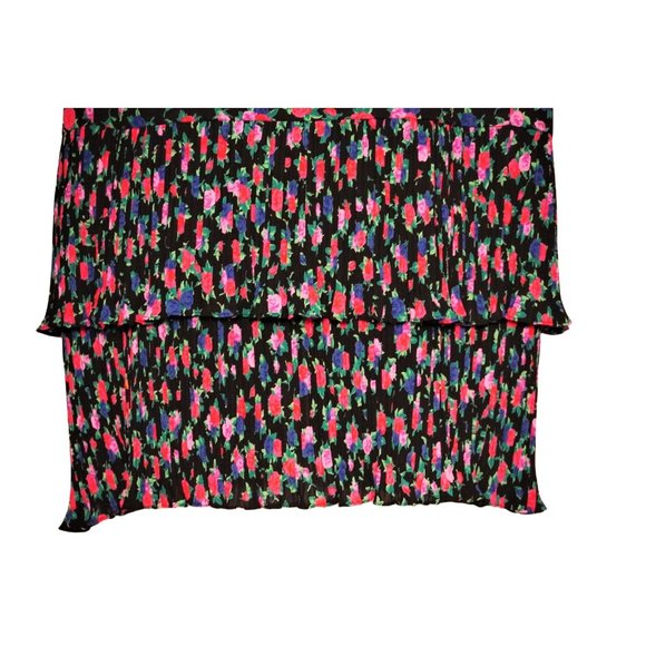 Floral Dress, Flapper Style Shift, Size 14, Rosette Pin, 80s Dress, Pleated Laye - Picture 4 of 15